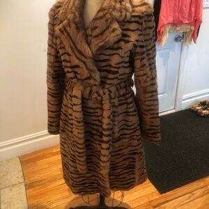 XOXO Black and Pink Faux Fur Coat